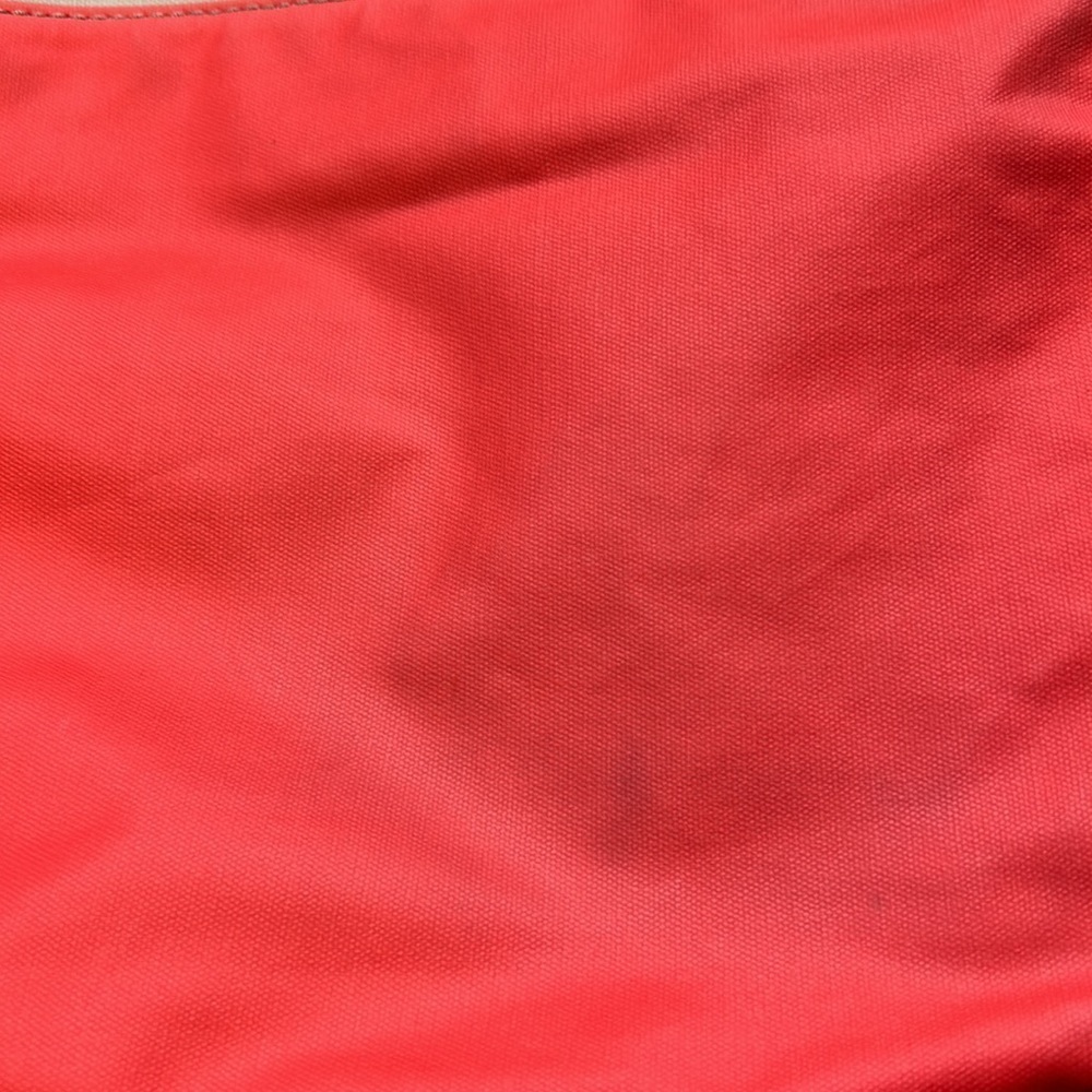 Fossil hobo shoulder and crossbody orange and tan textile bag 3 zipper closures - Picture 9 of 16